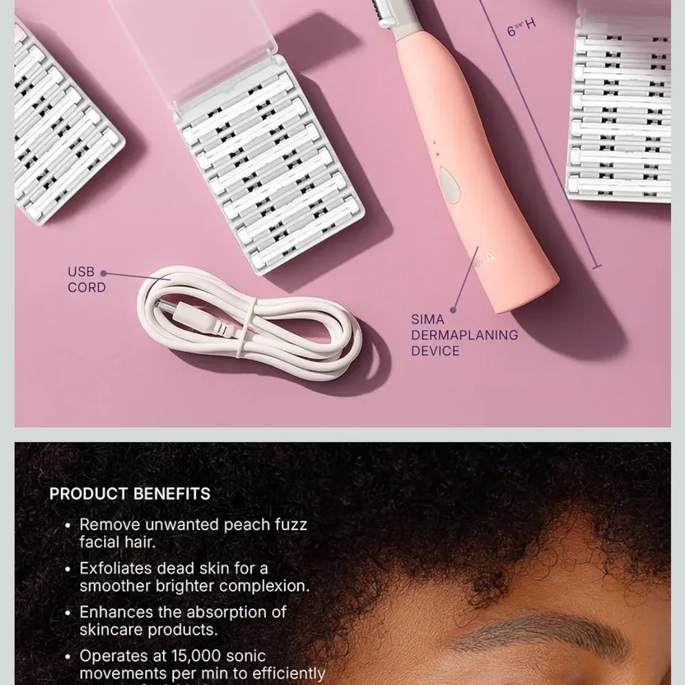New Spa Sciences SIMA Sonic Facial Exfoliation/Hair Removal System Rechargeable